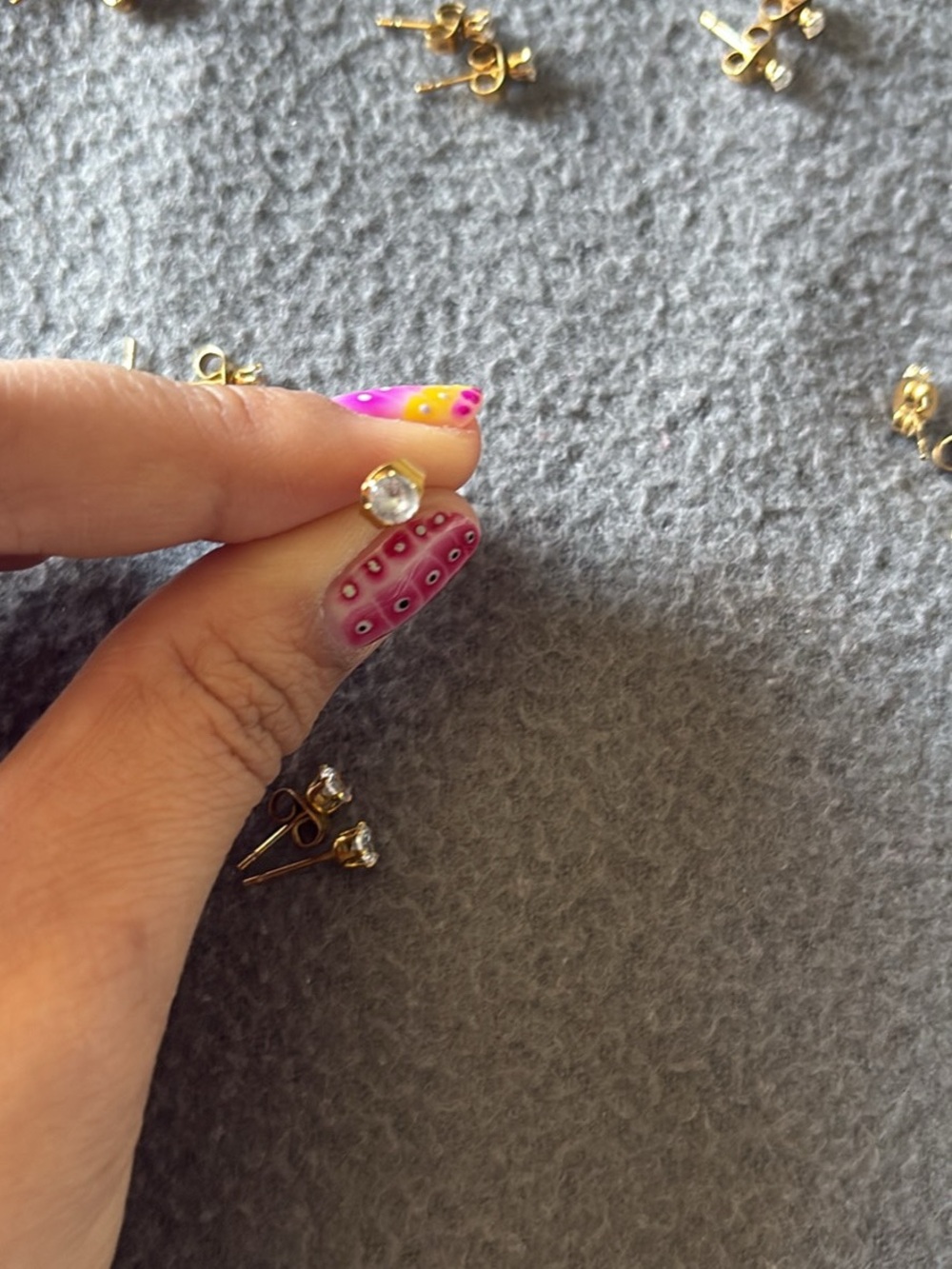 Gold Stud Earring with Clear Crystal - Elegant Women Makeup Accessory